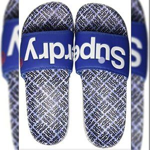 SUPERDRY AOP CAMOSLIDE SANDALS MEN'S EMBOSSED AND ALLOVER PRINT LOGO SIZE MEDIUM